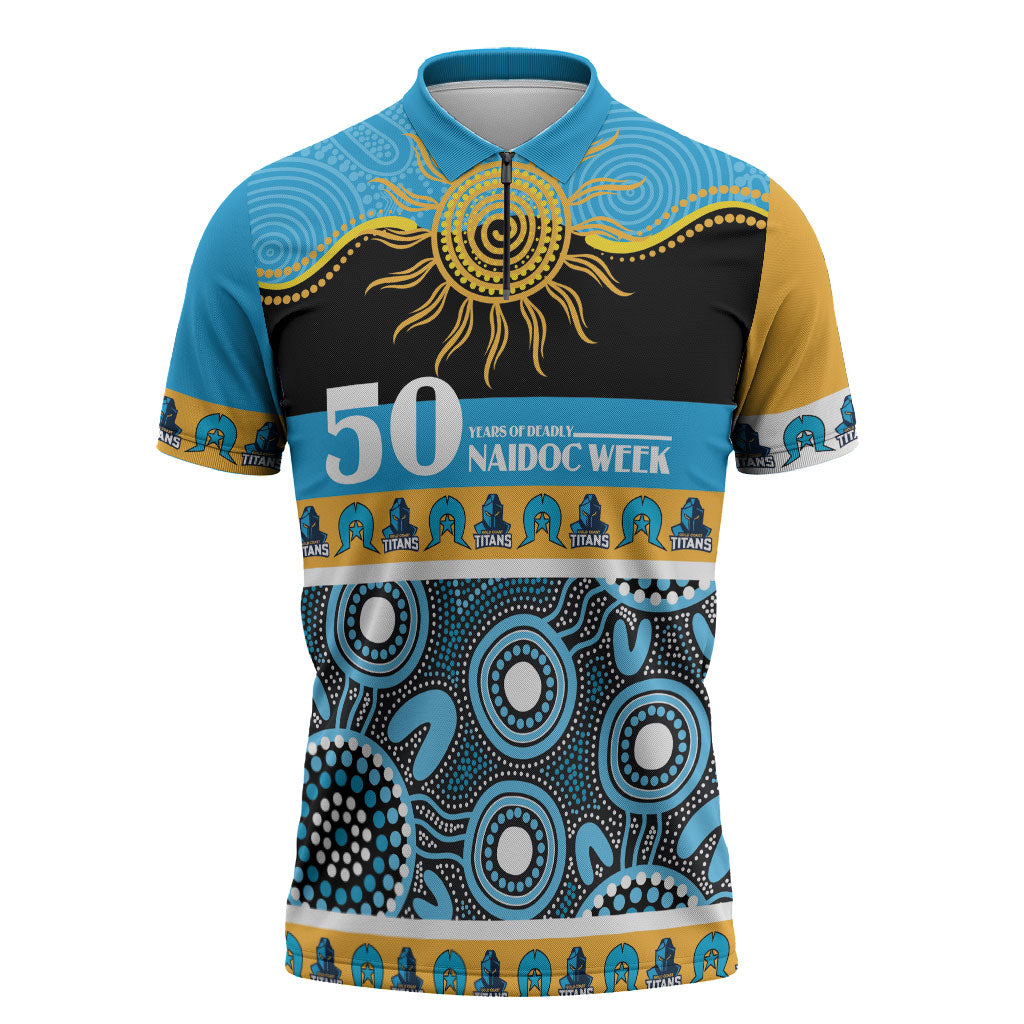 Titans NAIDOC Week Personalised Zipper Polo Shirt Aboriginal Torres Strait Islanders Vibe