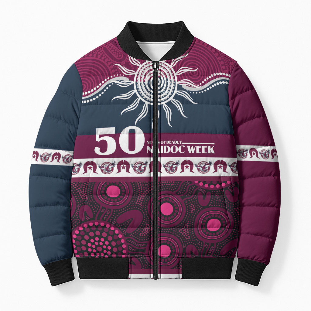Sea Eagles NAIDOC Week Personalised Bomber Puffer Jacket Aboriginal Torres Strait Islanders Vibe
