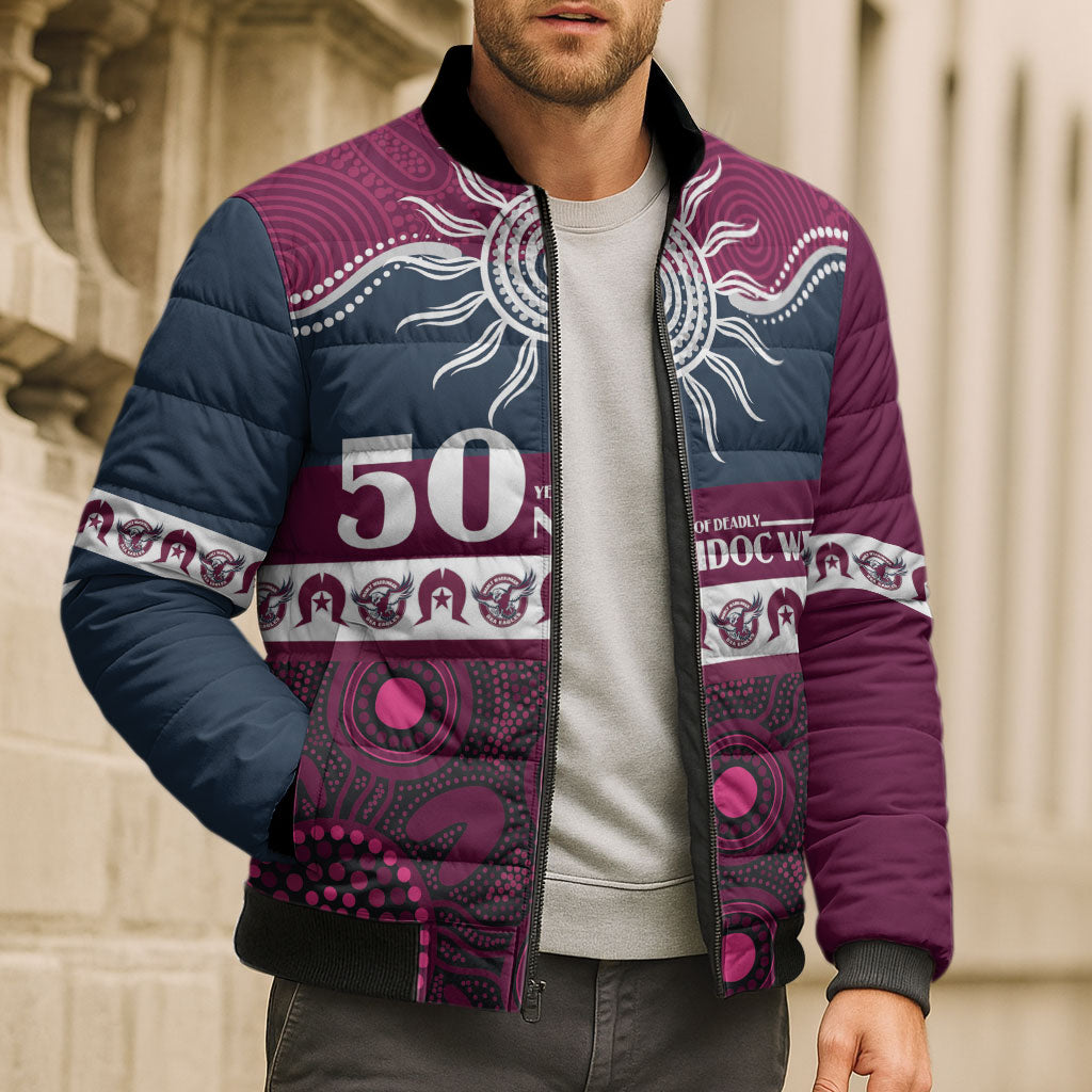 Sea Eagles NAIDOC Week Personalised Bomber Puffer Jacket Aboriginal Torres Strait Islanders Vibe