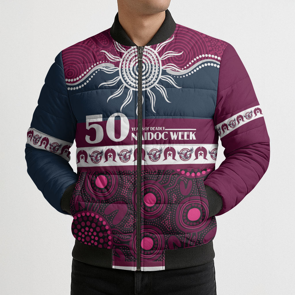 Sea Eagles NAIDOC Week Personalised Bomber Puffer Jacket Aboriginal Torres Strait Islanders Vibe