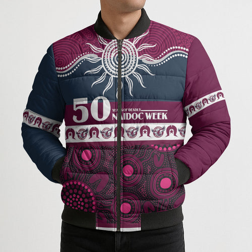 Sea Eagles NAIDOC Week Personalised Bomber Puffer Jacket Aboriginal Torres Strait Islanders Vibe