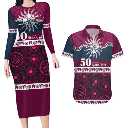 Sea Eagles NAIDOC Week Personalised Couples Matching Long Sleeve Bodycon Dress and Hawaiian Shirt Aboriginal Torres Strait Islanders Vibe