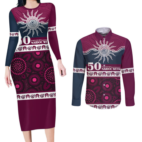 Sea Eagles NAIDOC Week Personalised Couples Matching Long Sleeve Bodycon Dress and Long Sleeve Button Shirt Aboriginal Torres Strait Islanders Vibe