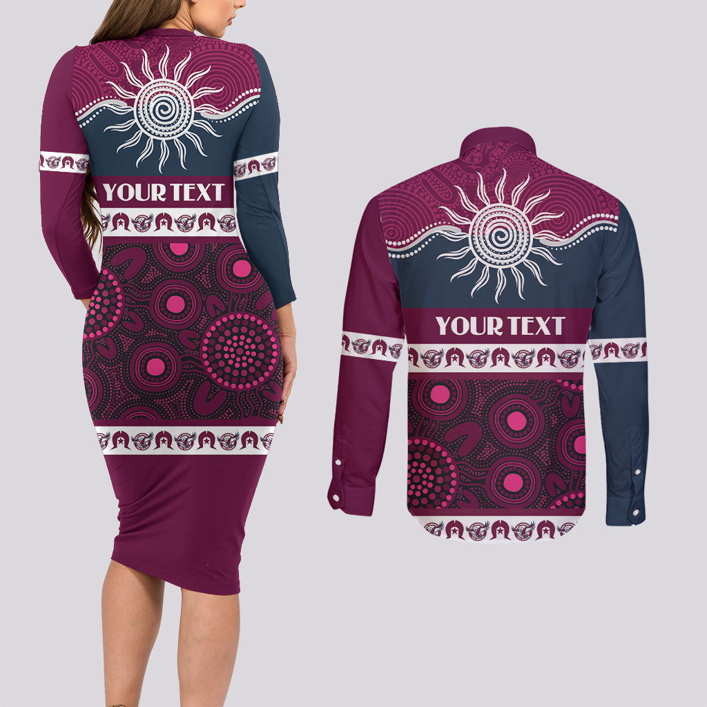Sea Eagles NAIDOC Week Personalised Couples Matching Long Sleeve Bodycon Dress and Long Sleeve Button Shirt Aboriginal Torres Strait Islanders Vibe