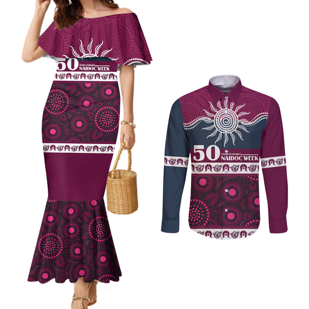 Sea Eagles NAIDOC Week Personalised Couples Matching Mermaid Dress and Long Sleeve Button Shirt Aboriginal Torres Strait Islanders Vibe