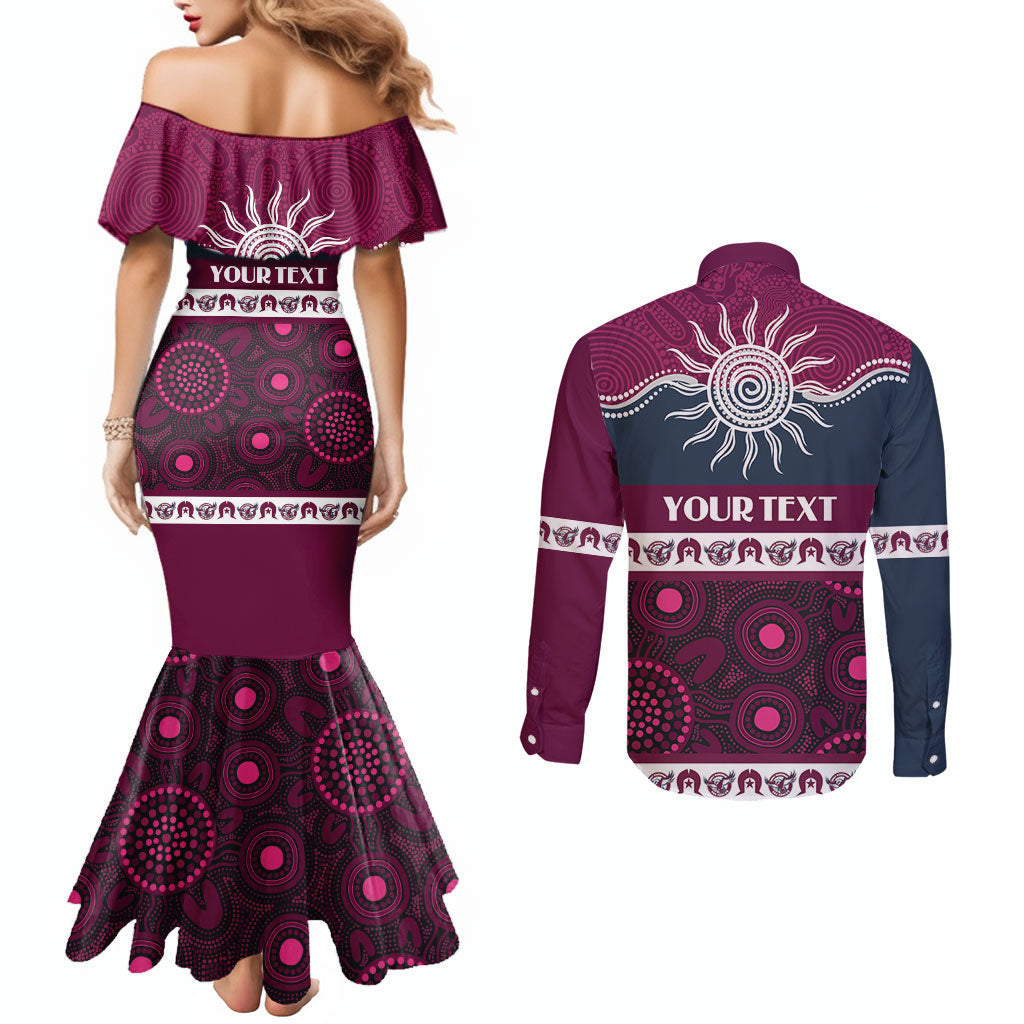 Sea Eagles NAIDOC Week Personalised Couples Matching Mermaid Dress and Long Sleeve Button Shirt Aboriginal Torres Strait Islanders Vibe