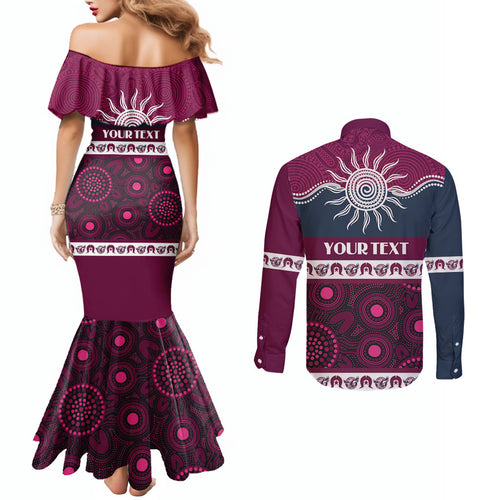 Sea Eagles NAIDOC Week Personalised Couples Matching Mermaid Dress and Long Sleeve Button Shirt Aboriginal Torres Strait Islanders Vibe