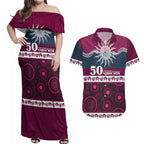 Sea Eagles NAIDOC Week Personalised Couples Matching Off Shoulder Maxi Dress and Hawaiian Shirt Aboriginal Torres Strait Islanders Vibe