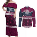 Sea Eagles NAIDOC Week Personalised Couples Matching Off Shoulder Maxi Dress and Long Sleeve Button Shirt Aboriginal Torres Strait Islanders Vibe