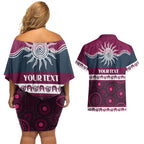Sea Eagles NAIDOC Week Personalised Couples Matching Off Shoulder Short Dress and Hawaiian Shirt Aboriginal Torres Strait Islanders Vibe