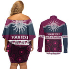 Sea Eagles NAIDOC Week Personalised Couples Matching Off Shoulder Short Dress and Long Sleeve Button Shirt Aboriginal Torres Strait Islanders Vibe