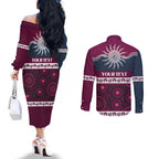 Sea Eagles NAIDOC Week Personalised Couples Matching Off The Shoulder Long Sleeve Dress and Long Sleeve Button Shirt Aboriginal Torres Strait Islanders Vibe