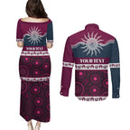Sea Eagles NAIDOC Week Personalised Couples Matching Puletasi and Long Sleeve Button Shirt Aboriginal Torres Strait Islanders Vibe