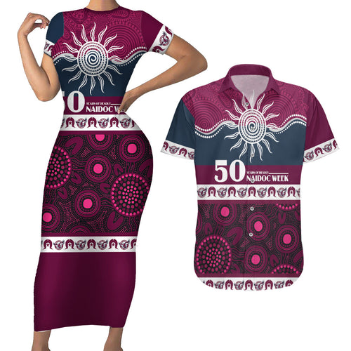 Sea Eagles NAIDOC Week Personalised Couples Matching Short Sleeve Bodycon Dress and Hawaiian Shirt Aboriginal Torres Strait Islanders Vibe