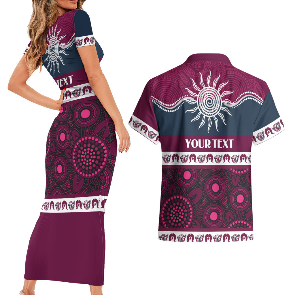 Sea Eagles NAIDOC Week Personalised Couples Matching Short Sleeve Bodycon Dress and Hawaiian Shirt Aboriginal Torres Strait Islanders Vibe
