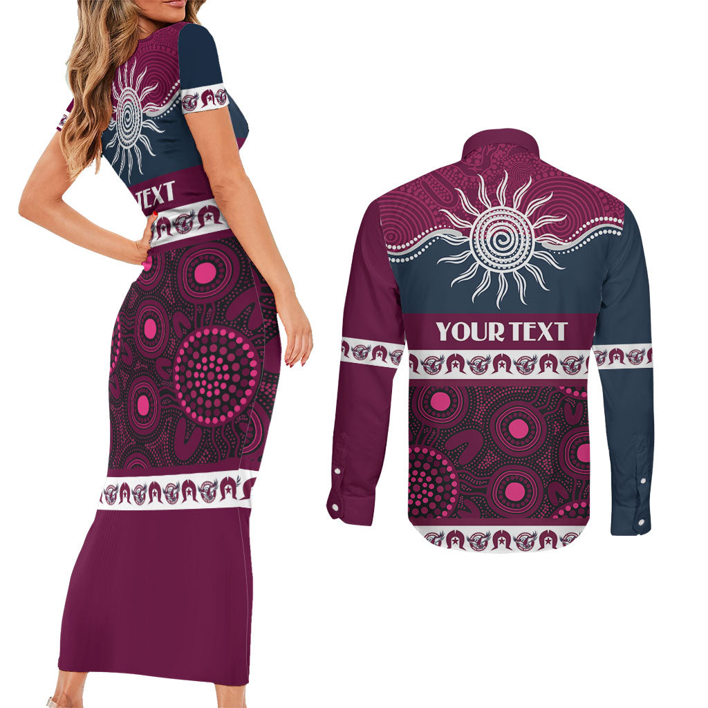 Sea Eagles NAIDOC Week Personalised Couples Matching Short Sleeve Bodycon Dress and Long Sleeve Button Shirt Aboriginal Torres Strait Islanders Vibe