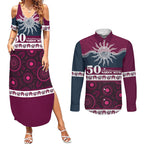 Sea Eagles NAIDOC Week Personalised Couples Matching Summer Maxi Dress and Long Sleeve Button Shirt Aboriginal Torres Strait Islanders Vibe