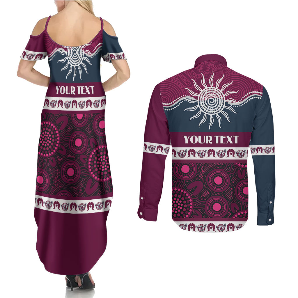 Sea Eagles NAIDOC Week Personalised Couples Matching Summer Maxi Dress and Long Sleeve Button Shirt Aboriginal Torres Strait Islanders Vibe