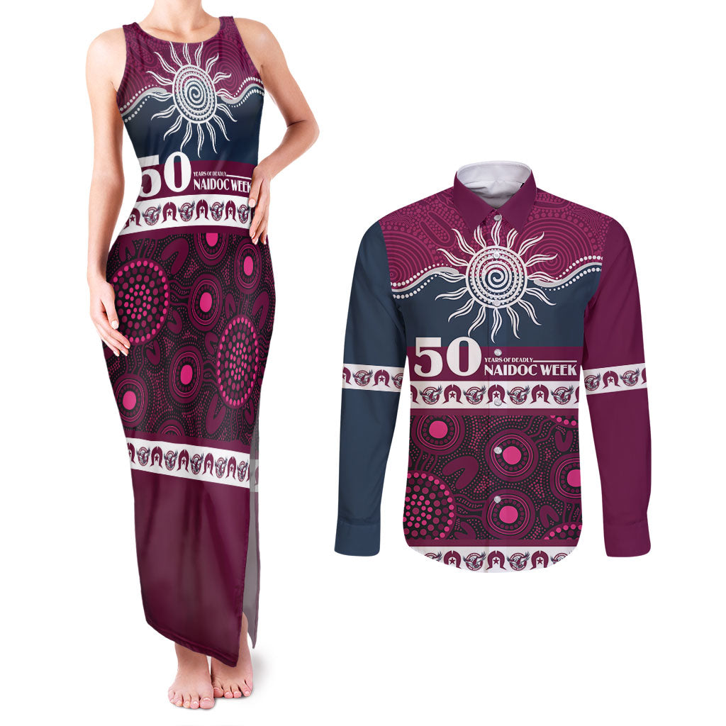 Sea Eagles NAIDOC Week Personalised Couples Matching Tank Maxi Dress and Long Sleeve Button Shirt Aboriginal Torres Strait Islanders Vibe