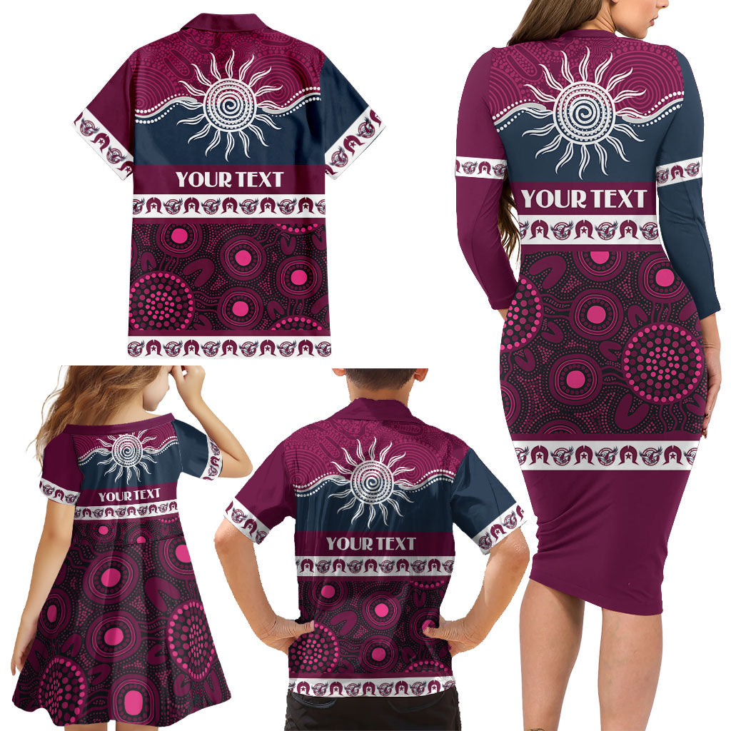 Sea Eagles NAIDOC Week Personalised Family Matching Long Sleeve Bodycon Dress and Hawaiian Shirt Aboriginal Torres Strait Islanders Vibe