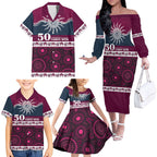 Sea Eagles NAIDOC Week Personalised Family Matching Off The Shoulder Long Sleeve Dress and Hawaiian Shirt Aboriginal Torres Strait Islanders Vibe