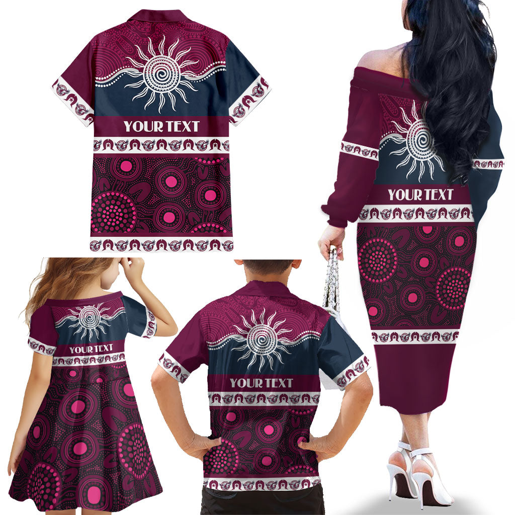Sea Eagles NAIDOC Week Personalised Family Matching Off The Shoulder Long Sleeve Dress and Hawaiian Shirt Aboriginal Torres Strait Islanders Vibe