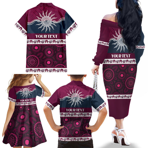 Sea Eagles NAIDOC Week Personalised Family Matching Off The Shoulder Long Sleeve Dress and Hawaiian Shirt Aboriginal Torres Strait Islanders Vibe