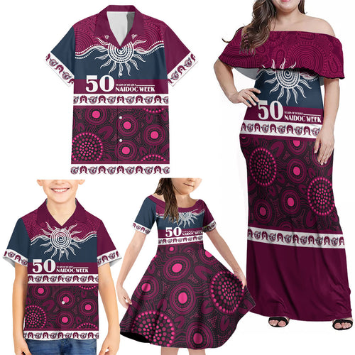Sea Eagles NAIDOC Week Personalised Family Matching Off Shoulder Maxi Dress and Hawaiian Shirt Aboriginal Torres Strait Islanders Vibe