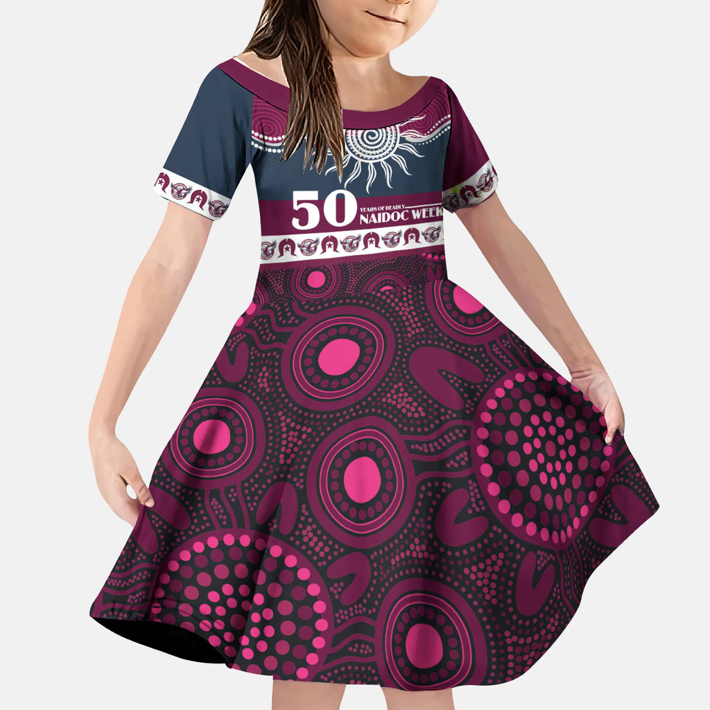 Sea Eagles NAIDOC Week Personalised Kid Short Sleeve Dress Aboriginal Torres Strait Islanders Vibe
