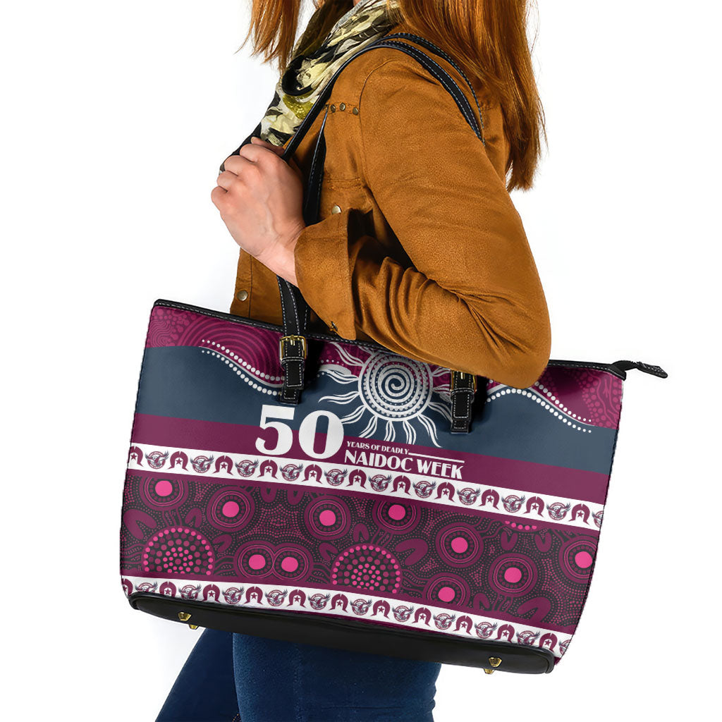 Sea Eagles NAIDOC Week Leather Tote Bag Aboriginal Torres Strait Islanders Vibe