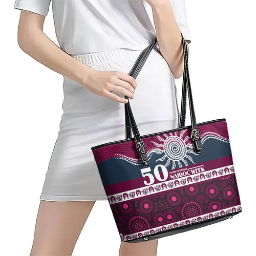 Sea Eagles NAIDOC Week Leather Tote Bag Aboriginal Torres Strait Islanders Vibe