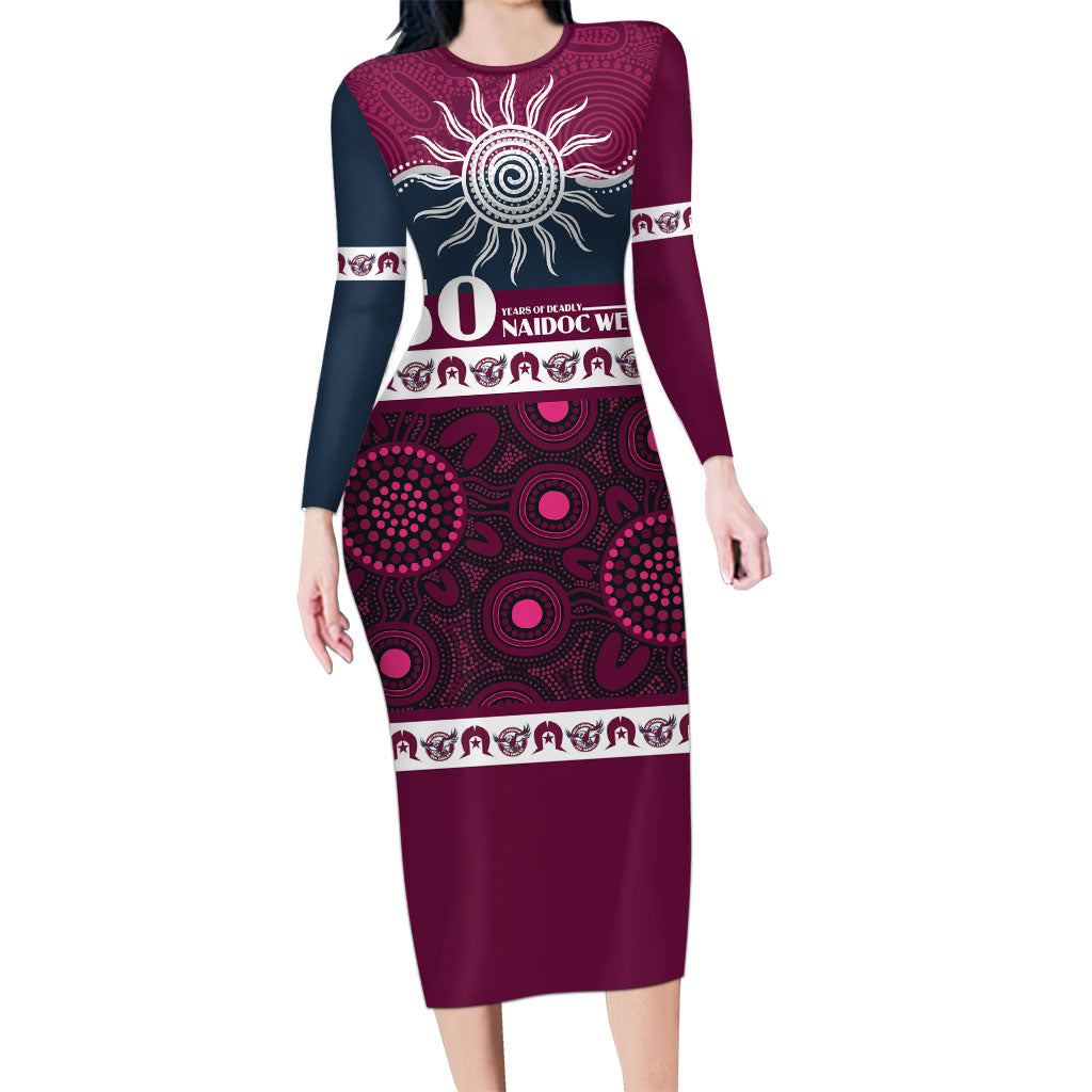 Sea Eagles NAIDOC Week Personalised Long Sleeve Bodycon Dress Aboriginal Torres Strait Islanders Vibe