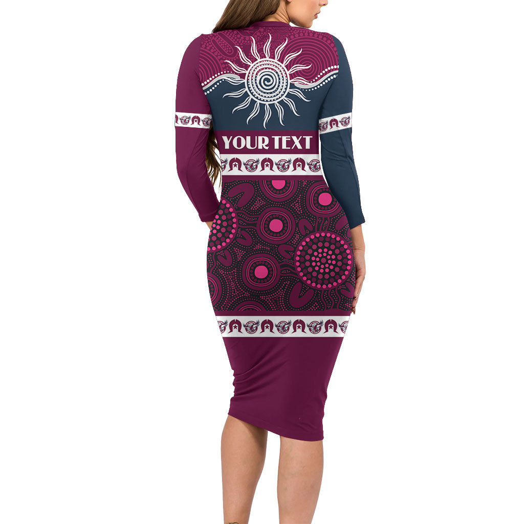 Sea Eagles NAIDOC Week Personalised Long Sleeve Bodycon Dress Aboriginal Torres Strait Islanders Vibe