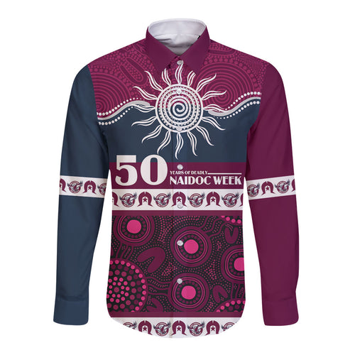 Sea Eagles NAIDOC Week Personalised Long Sleeve Button Shirt Aboriginal Torres Strait Islanders Vibe