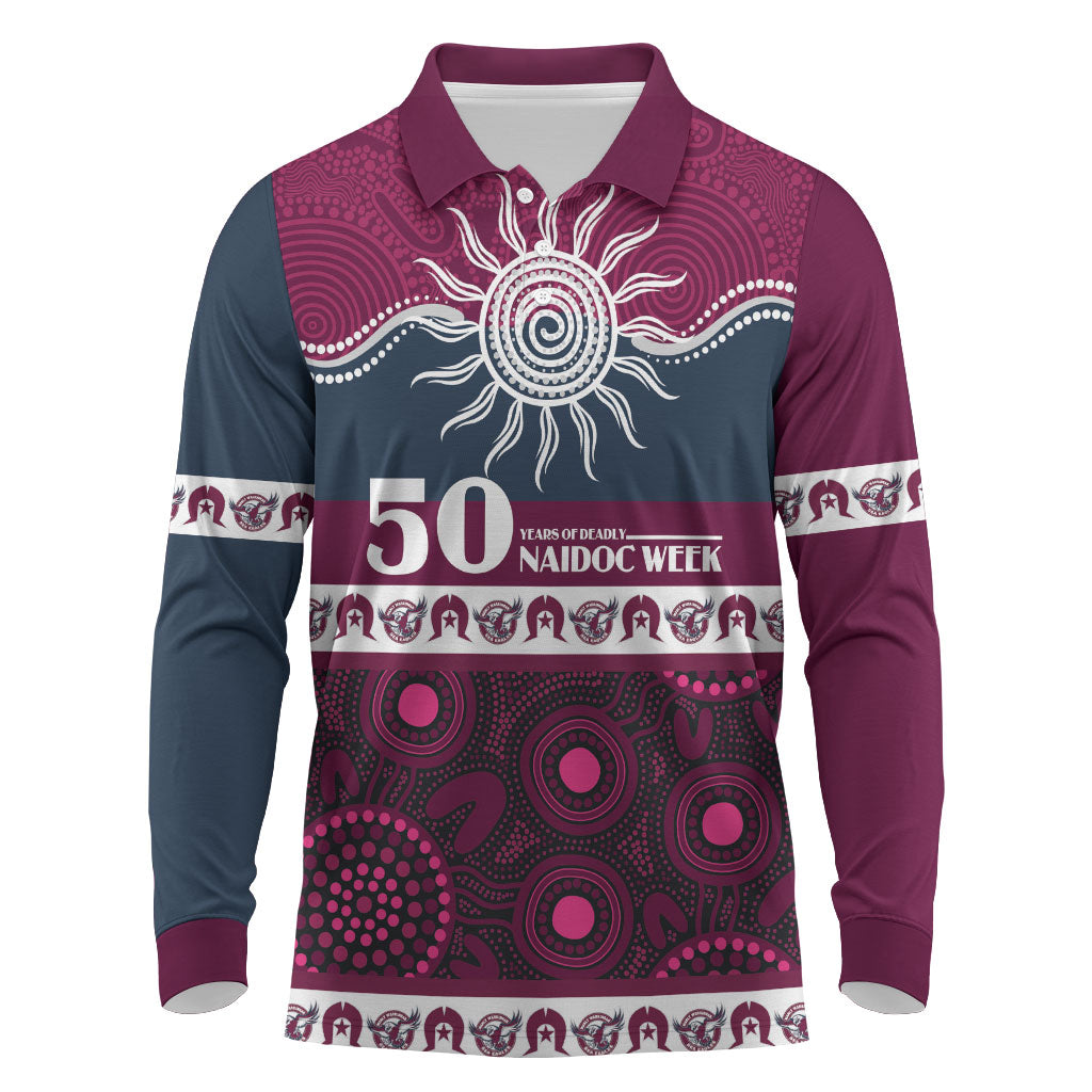 Sea Eagles NAIDOC Week Personalised Long Sleeve Polo Shirt Aboriginal Torres Strait Islanders Vibe