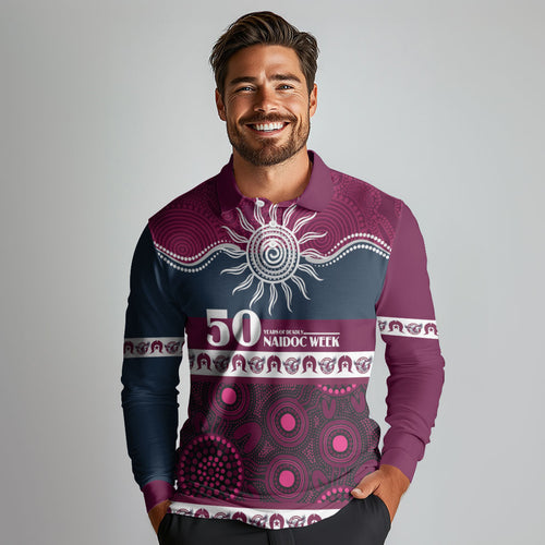 Sea Eagles NAIDOC Week Personalised Long Sleeve Polo Shirt Aboriginal Torres Strait Islanders Vibe