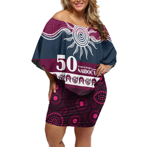 Sea Eagles NAIDOC Week Personalised Off Shoulder Short Dress Aboriginal Torres Strait Islanders Vibe
