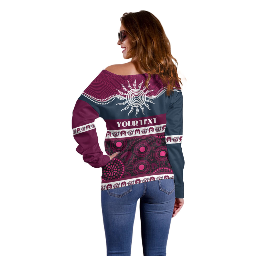Sea Eagles NAIDOC Week Personalised Off Shoulder Sweater Aboriginal Torres Strait Islanders Vibe