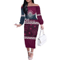 Sea Eagles NAIDOC Week Personalised Off The Shoulder Long Sleeve Dress Aboriginal Torres Strait Islanders Vibe