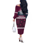 Sea Eagles NAIDOC Week Personalised Off The Shoulder Long Sleeve Dress Aboriginal Torres Strait Islanders Vibe