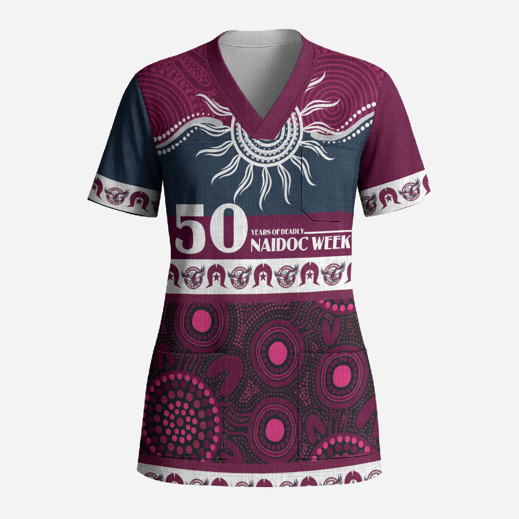 Sea Eagles NAIDOC Week Personalised Scrub Top Aboriginal Torres Strait Islanders Vibe