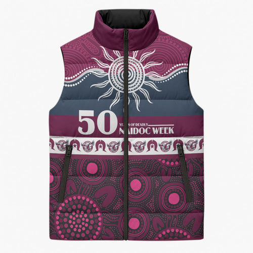 Sea Eagles NAIDOC Week Personalised Sleeveless Puffer Jacket Aboriginal Torres Strait Islanders Vibe
