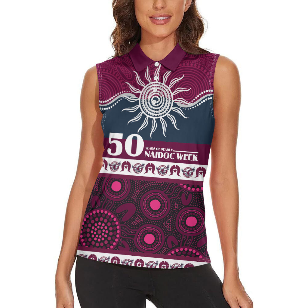 Sea Eagles NAIDOC Week Personalised Women Sleeveless Polo Shirt Aboriginal Torres Strait Islanders Vibe