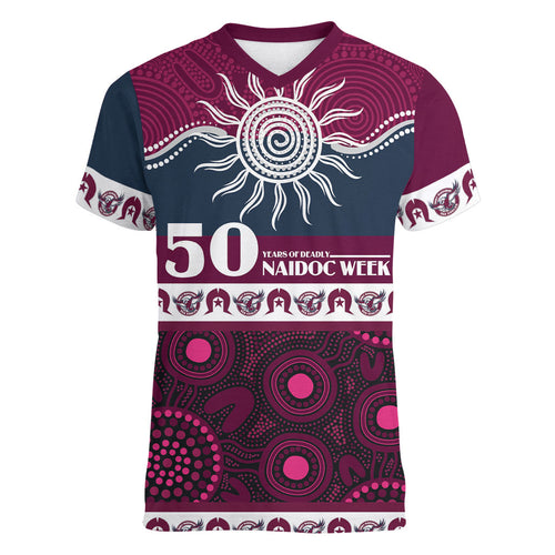 Sea Eagles NAIDOC Week Personalised Women V-Neck T-Shirt Aboriginal Torres Strait Islanders Vibe