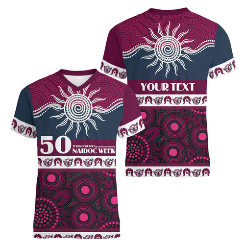 Sea Eagles NAIDOC Week Personalised Women V-Neck T-Shirt Aboriginal Torres Strait Islanders Vibe
