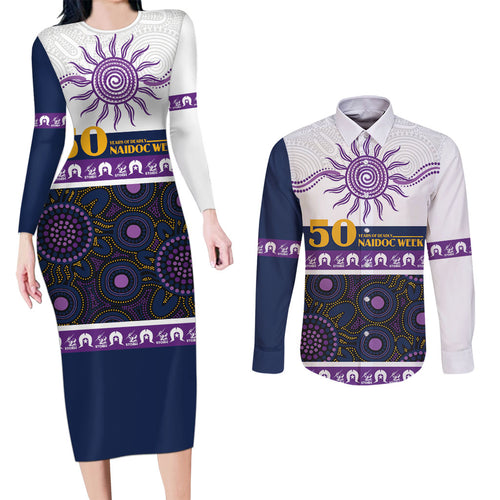 Storm NAIDOC Week Personalised Couples Matching Long Sleeve Bodycon Dress and Long Sleeve Button Shirt Aboriginal Torres Strait Islanders Vibe