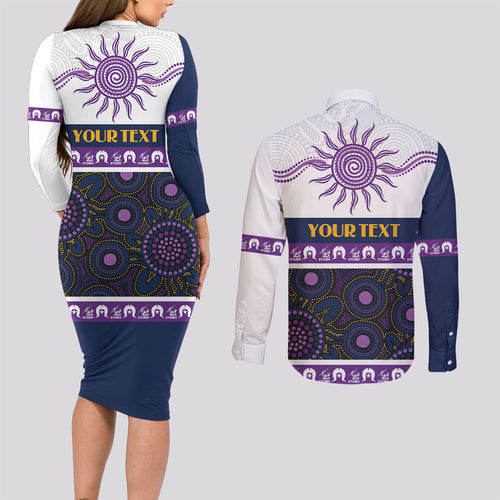 Storm NAIDOC Week Personalised Couples Matching Long Sleeve Bodycon Dress and Long Sleeve Button Shirt Aboriginal Torres Strait Islanders Vibe