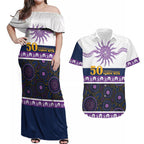 Storm NAIDOC Week Personalised Couples Matching Off Shoulder Maxi Dress and Hawaiian Shirt Aboriginal Torres Strait Islanders Vibe