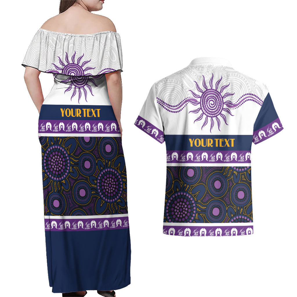 Storm NAIDOC Week Personalised Couples Matching Off Shoulder Maxi Dress and Hawaiian Shirt Aboriginal Torres Strait Islanders Vibe