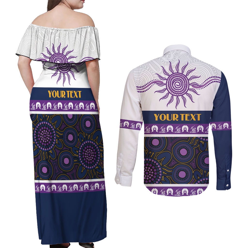 Storm NAIDOC Week Personalised Couples Matching Off Shoulder Maxi Dress and Long Sleeve Button Shirt Aboriginal Torres Strait Islanders Vibe